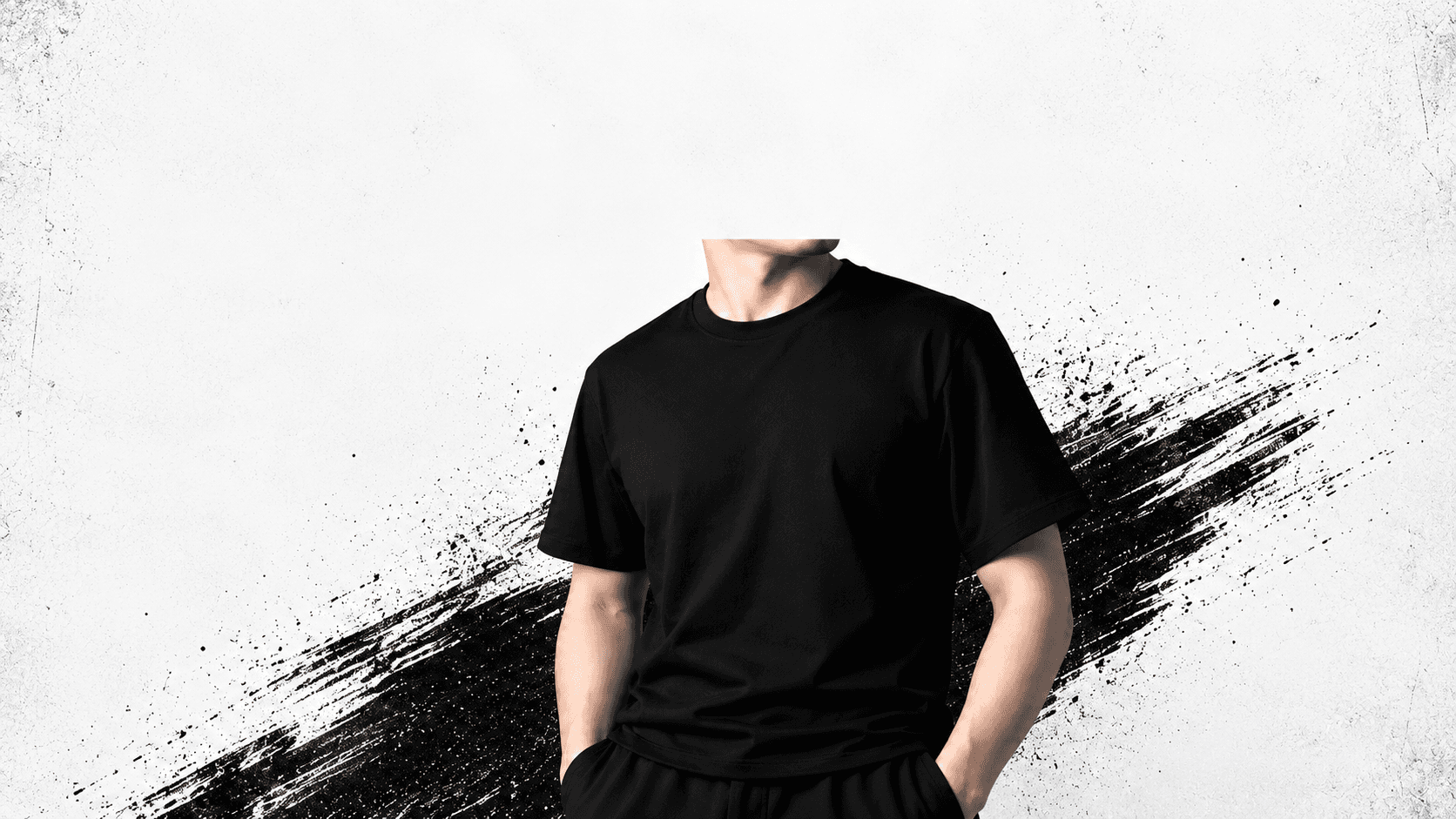 Model wearing a black NOTORIOUS heavyweight tee